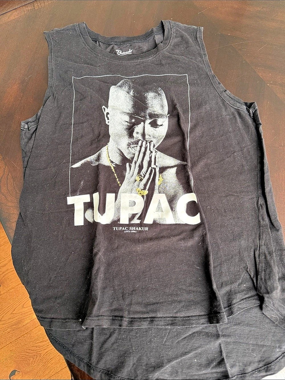 Bravado Tupac Shakur Prayer Hands Graphic Tank Top Black Large